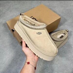 UGG Tan Platform Slip-Ons
